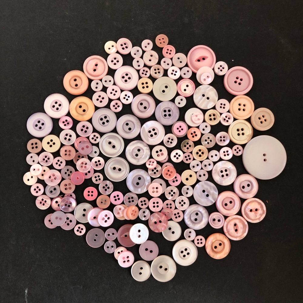 Vintage Light Pink Dyed Mother of Pearl Buttons Lot of 140 + MOP Button
